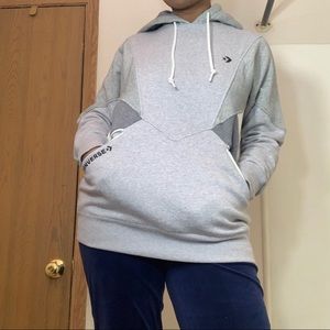 MEN’S NEW GREY CONVERSE HOODIE W/ KANGAROO POCKETS